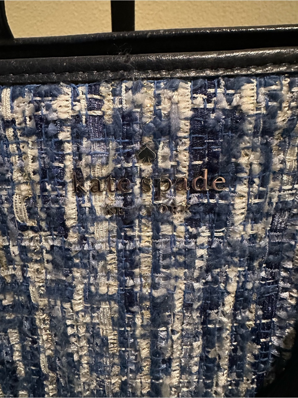 kate spade Rowe navy and white tweed tote with tassel - Picture 5 of 10